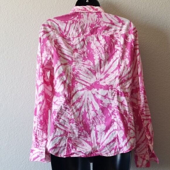 Michael Kors Pink Tiedye Button Down Top - Picture 4 of 6